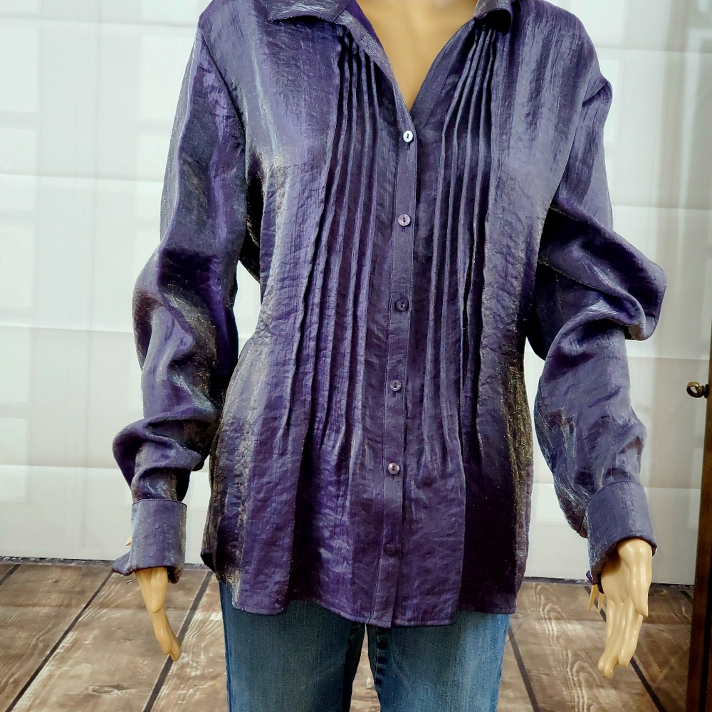 Coldwater Creek (XL) Beautiful Purple metallic shirt #204